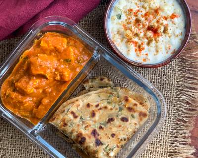 Office Lunch Box : Achari Paneer Recipe, Boondi Raita And Pudina Lehsun Lachha Paratha
