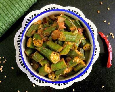 Bhindi Huli Recipe - South Indian Style Tangy Okra