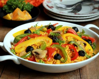 Vegetable Paella Recipe (Spanish Style Vegetable Rice)