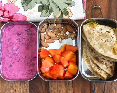 Lunch Box Recipes: Moong Dal Paratha And Beetroot Carrot Raita