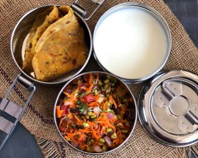 Lunch Box Recipes: Achari Paratha, Curd & Salad
