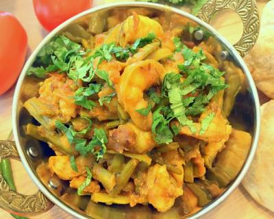 Jhinga Gawar Recipe -Shrimps & Cluster Beans Sabzi