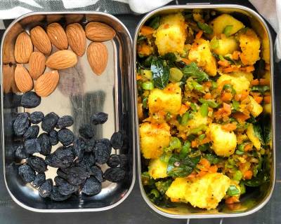 Kids Lunch Box Recipes: Mixed Vegetable Idli Upma Dry Fruits & Nuts 