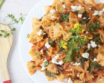 Bow Tie Pasta With Baby Spinach Recipe