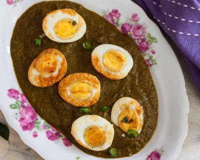 कोल्हापुरी पालक अंडे की करी रेसिपी - Kolhapuri Palak Egg Curry Recipe