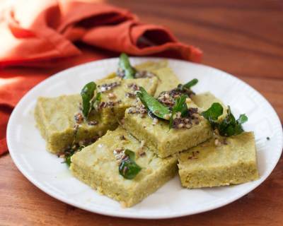 Spinach Foxtail Millet Dhokla Recipe 