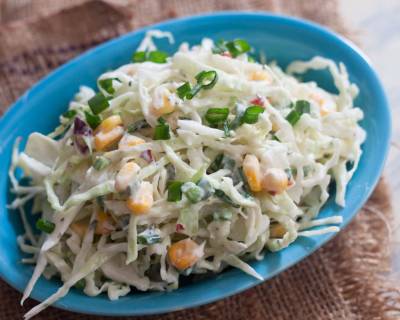 Creamy Cabbage, Sweet Corn Cole Slaw with Hung Curd Recipe