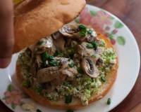Mushroom And Scrambled Egg Bagel Sandwich Recipe