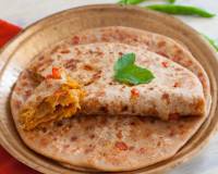 Raw Papaya Red Bell Peppers Stuffed Paratha