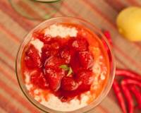 Coconut Tapioca Pudding Recipe with Spicy Strawberry Sauce