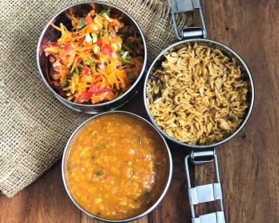 Lunch Box Recipes: Maakhmi Dal, Bhuga Chawal & Salad
