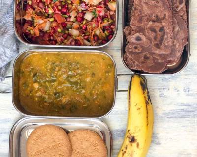 Lunch Box Recipes: Ragi Tawa Paratha, Sai Bhaji, Sprouts Salad & Banana