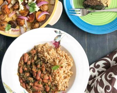Here's A Lip Smacking Weekend Dinner: Persian Chicken Stew, Herbed Rice, Roasted Potato Salad & Marble Cake