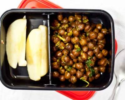 Chickpea Sundal and Apples | School Lunch Box Recipes