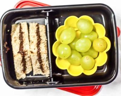 Nutella Sandwiches, Grapes | Kids Lunch Box Recipes