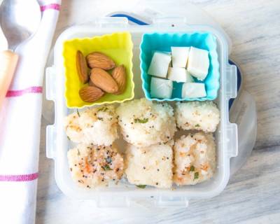 Rava Dhokla Cheese & Almonds (Kids Lunch Box Recipes)