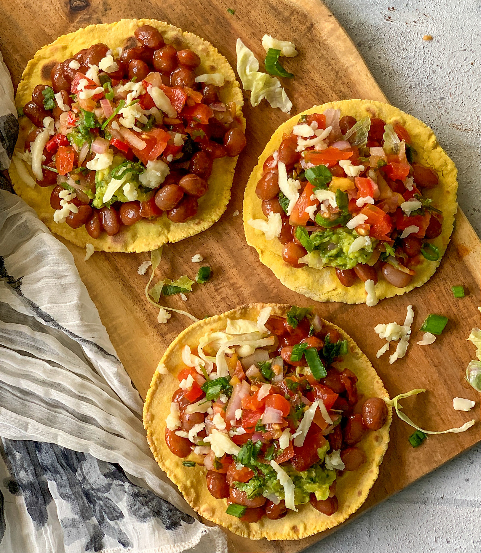 Black Bean & Guacamole Tostada - Open Faced Tacos Recipe