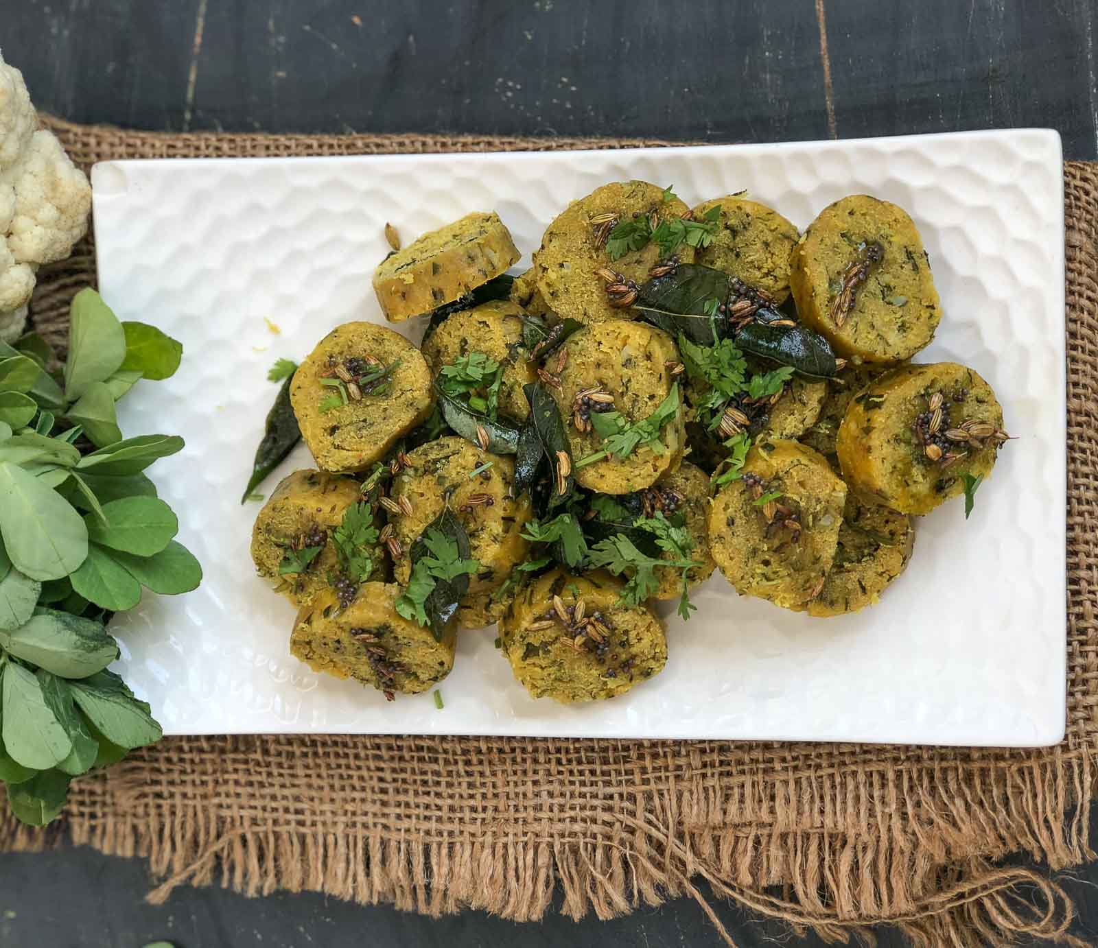 Cauliflower Palak Methi Muthia Recipe 