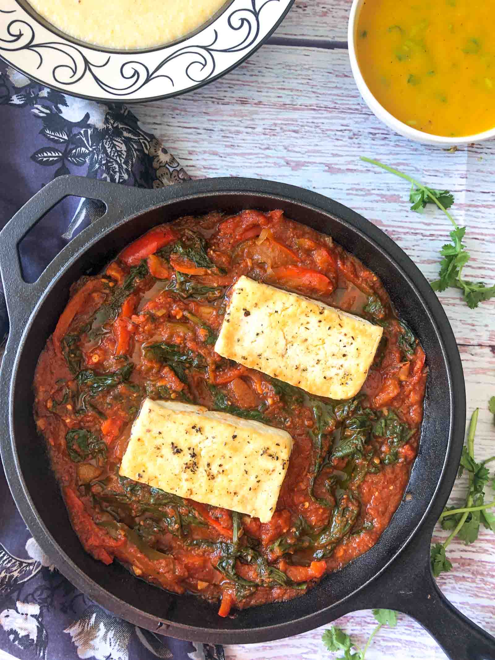 Herbed Tofu & Spinach In Tomato Basil Sauce Recipe