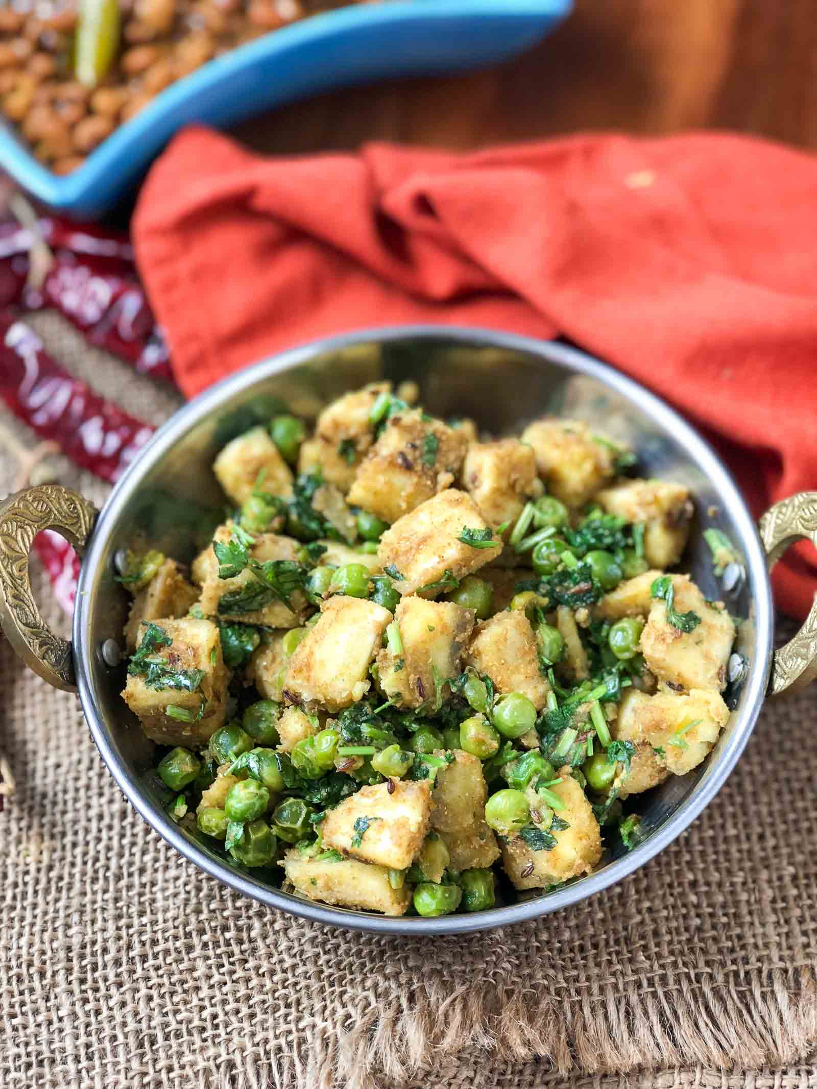 Kela Matar ki Sabzi Recipe - Raw Banana Green Peas Stir Fry