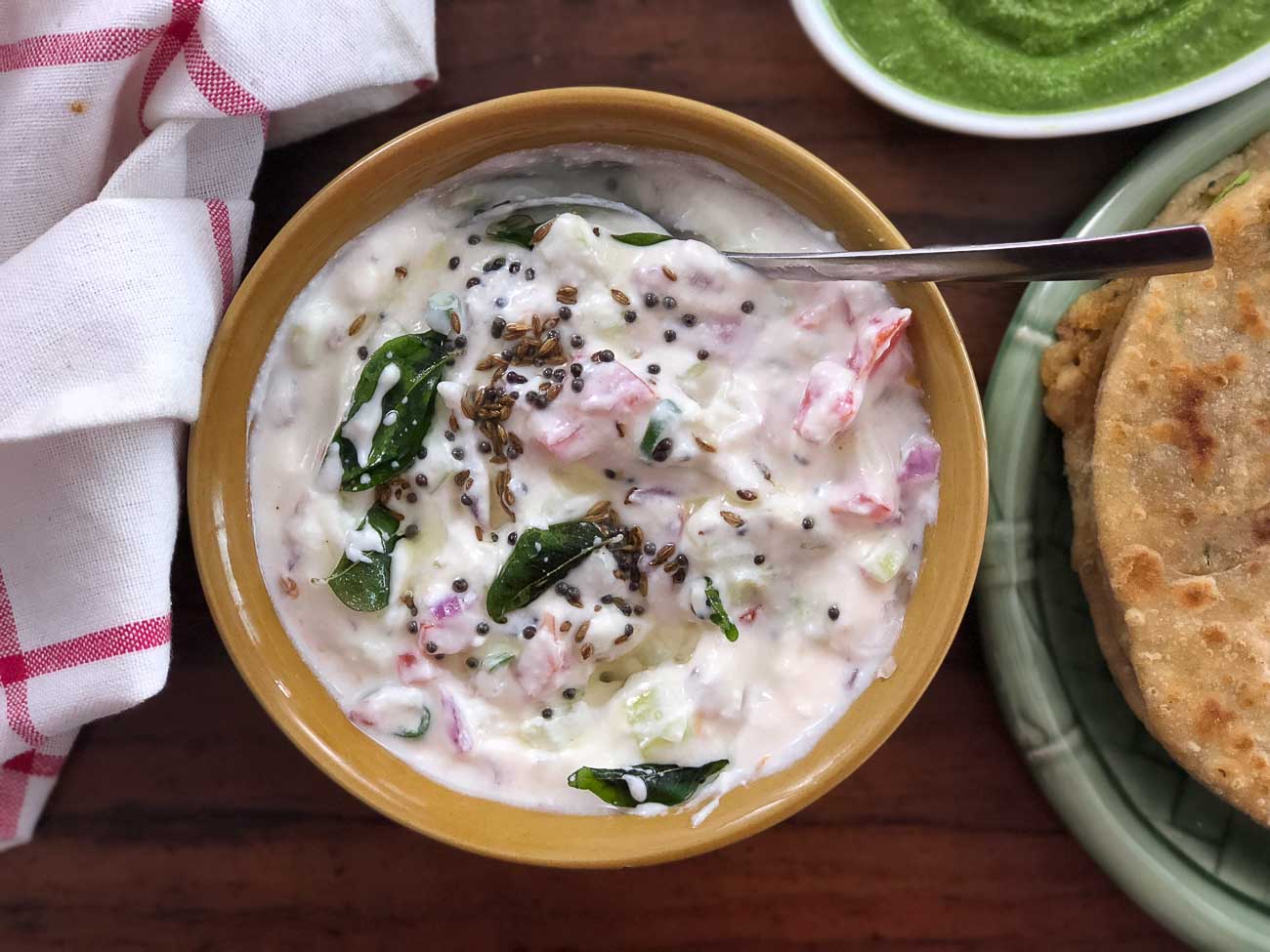 Tomato Onion Tadka Raita