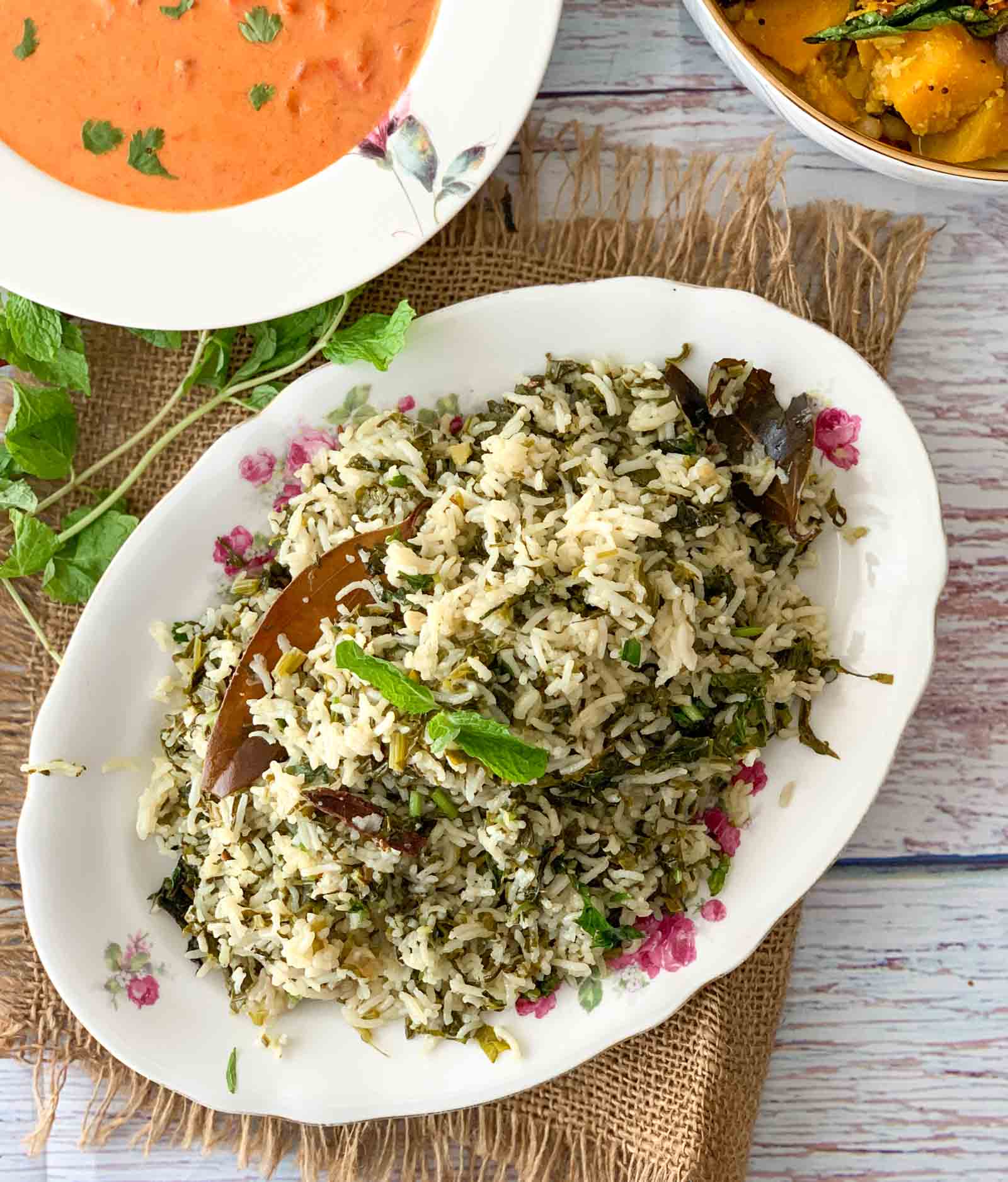 Sarson Saag Pulao Recipe-Spinach Mustard Greens Pulao