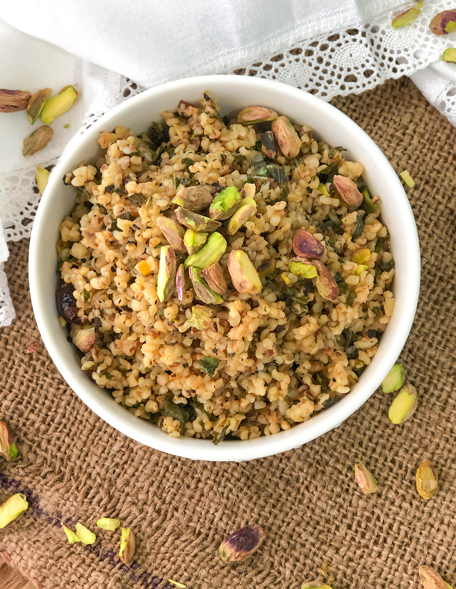 Pistachio & Cranberry Broken Wheat Pilaf Recipe 