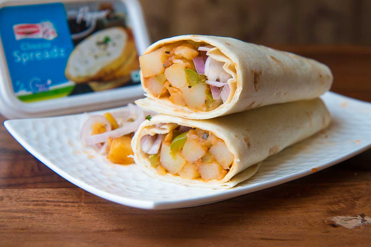 Roasted Potato Wrap/Roll Recipe With Spiced Cheese Spread