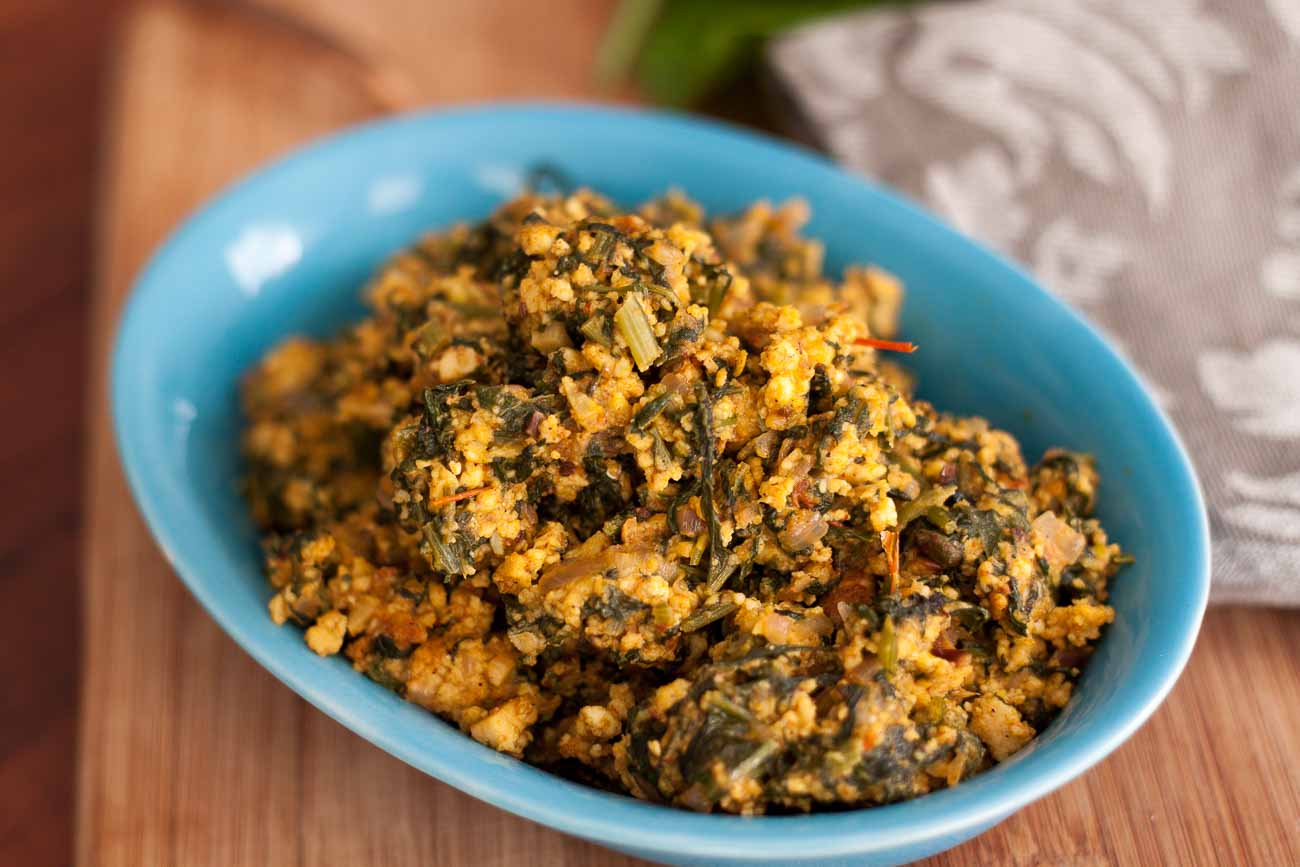Palak Paneer Bhurji Recipe -Spiced Cottage Cheese Scramble With Spinach Recipe