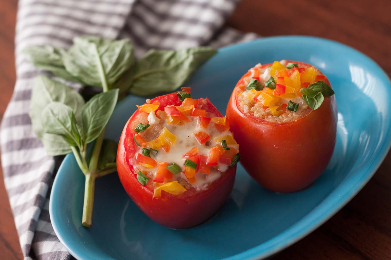 Stuffed Tomato With Stir-Fried Quinoa And Feta Recipe