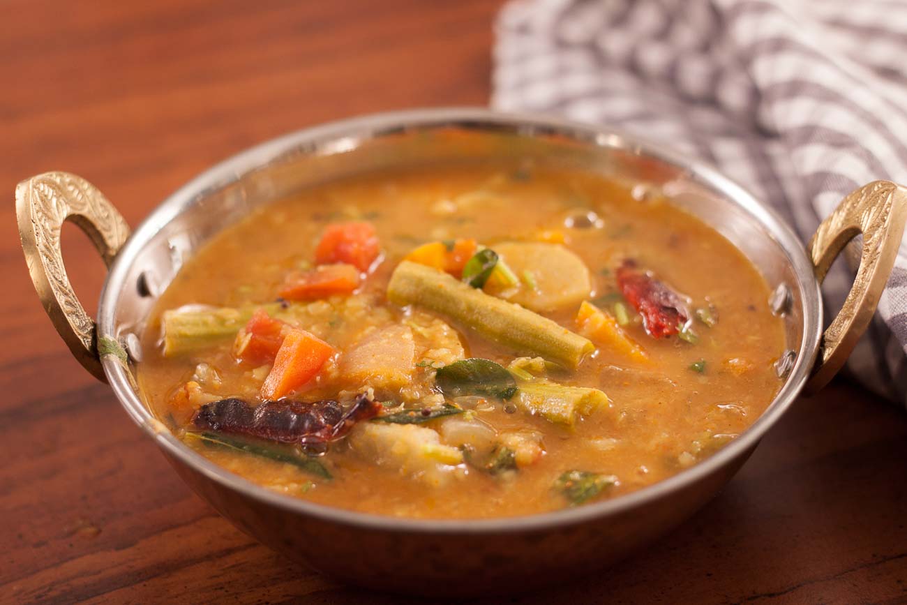 Mixed Vegetable Sambar Recipe - Tangy Lentil Curry With Vegetables