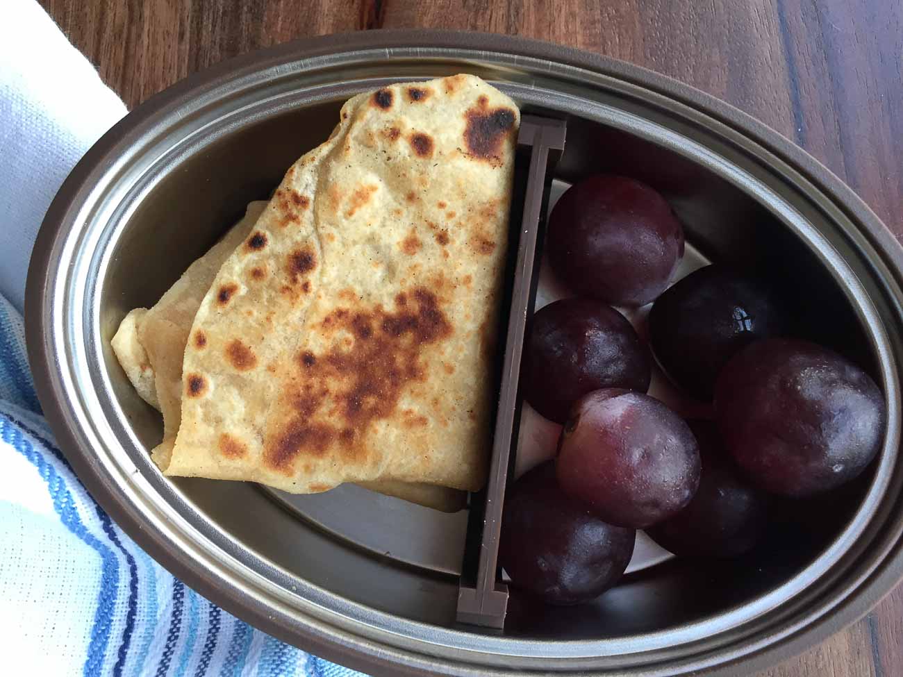 Lunch With Vaya Broccoli Aloo Sabzi Tawa Paratha Grapes 1