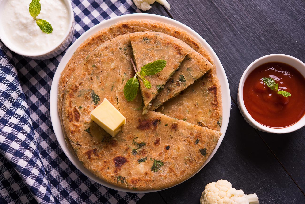 Stuffed Matar & Gobi Paratha Recipe (Green Pea & Cauliflower Flat Bread)