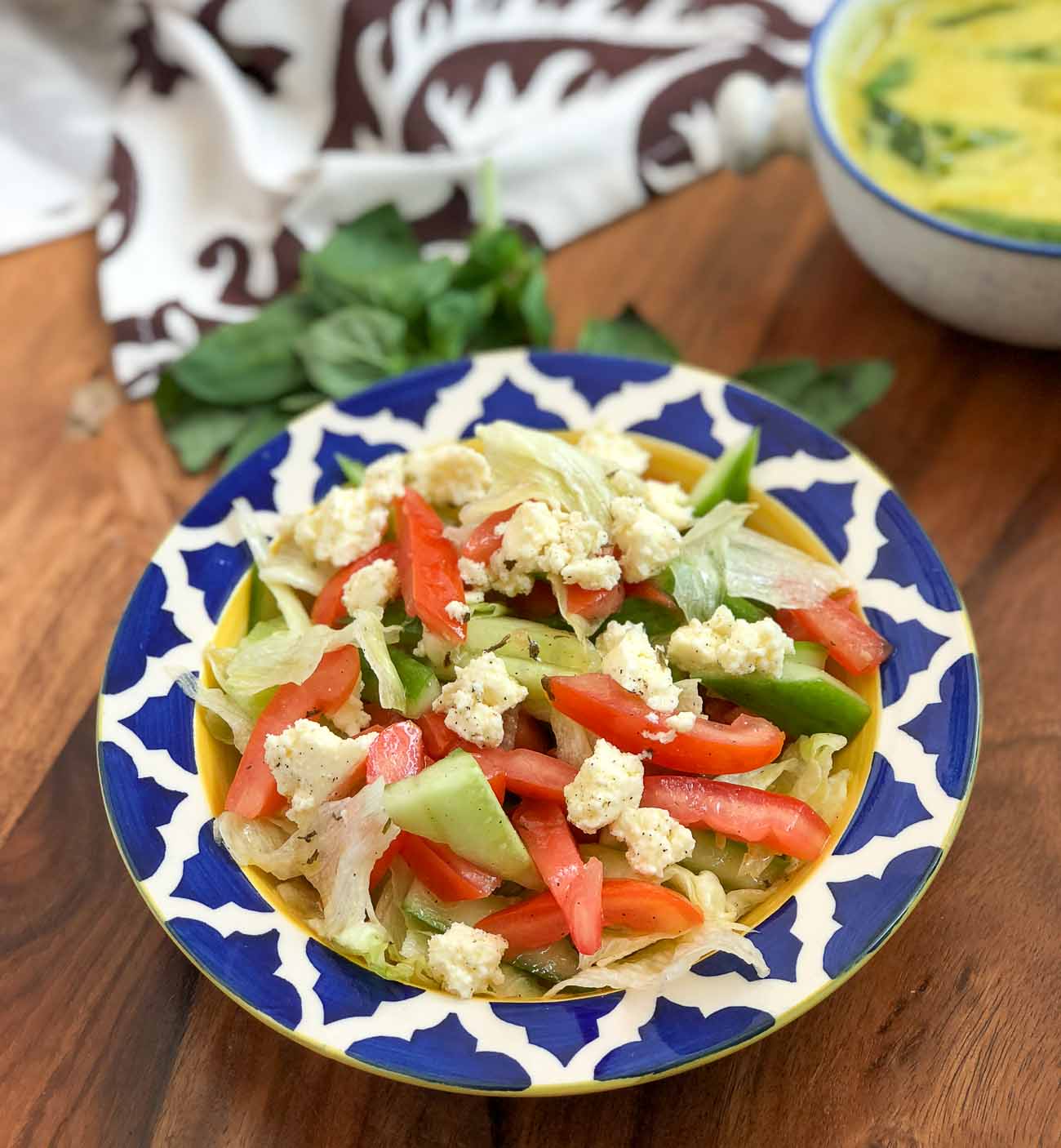 Summer Lettuce Salad with Cucumber, Tomato & Feta Recipe