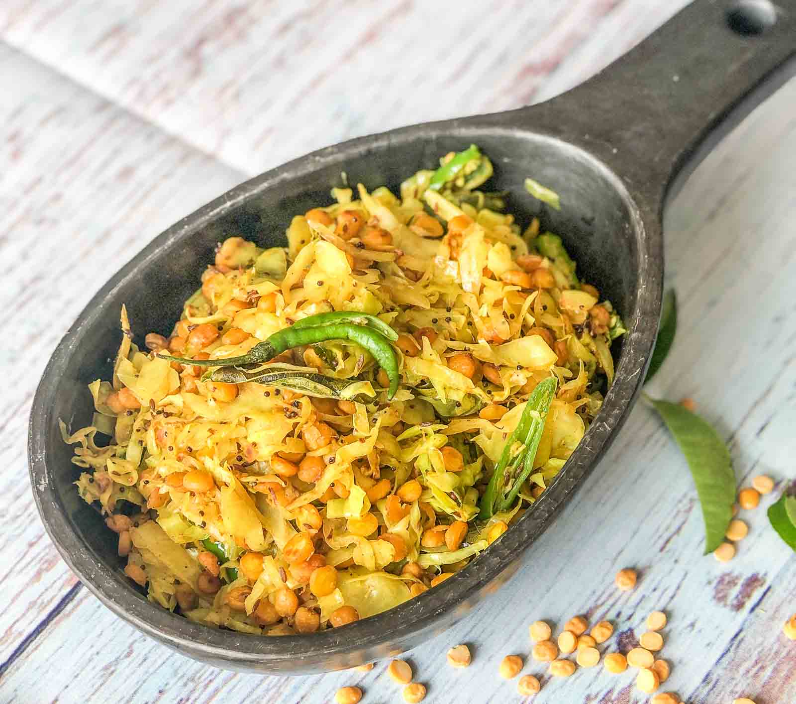 Cabbage Chana Dal Sabzi - Gobi Chana Dal Recipe