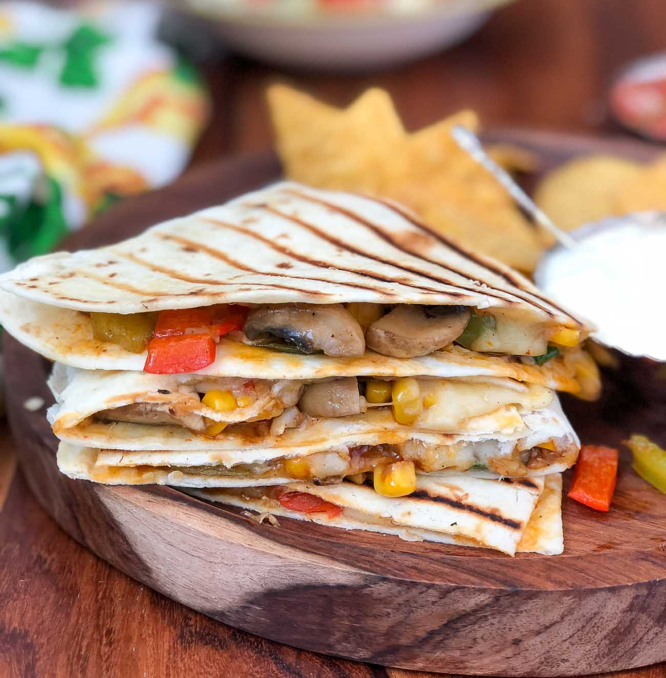 Grilled Quesadillas Recipe With Chilli Mushroom & Corn