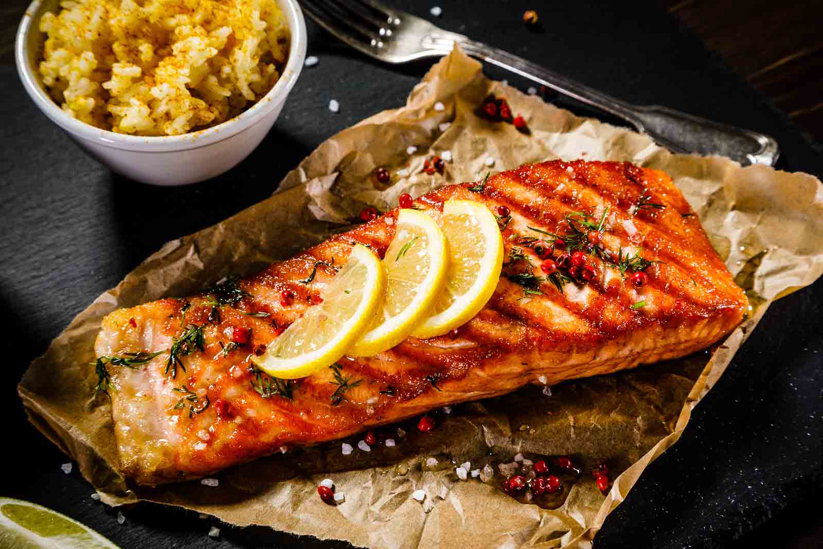 Salmon Steak On Pan