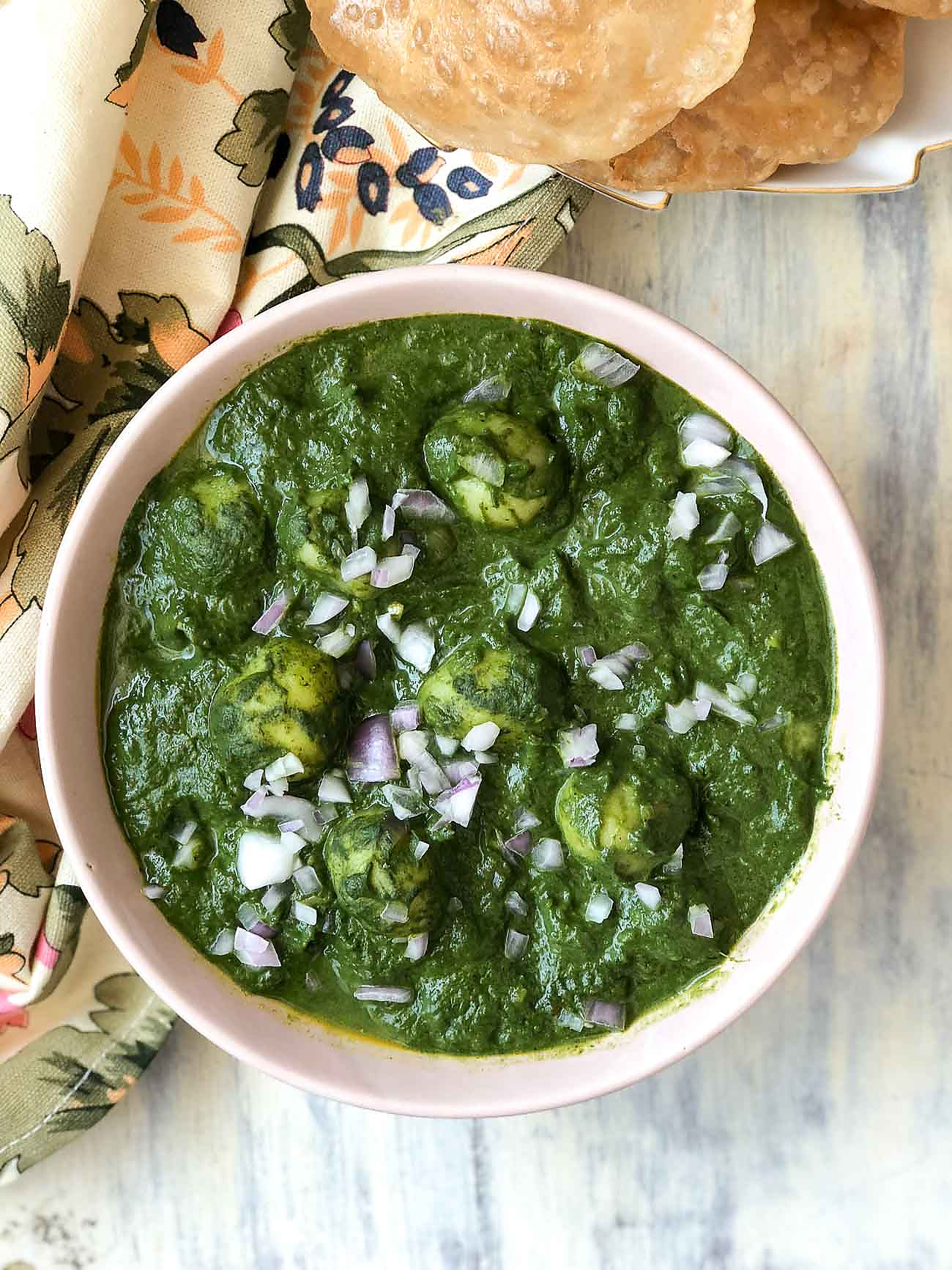 Hariyali Dum Aloo Recipe - Potatoes In Spinach Mint Curry