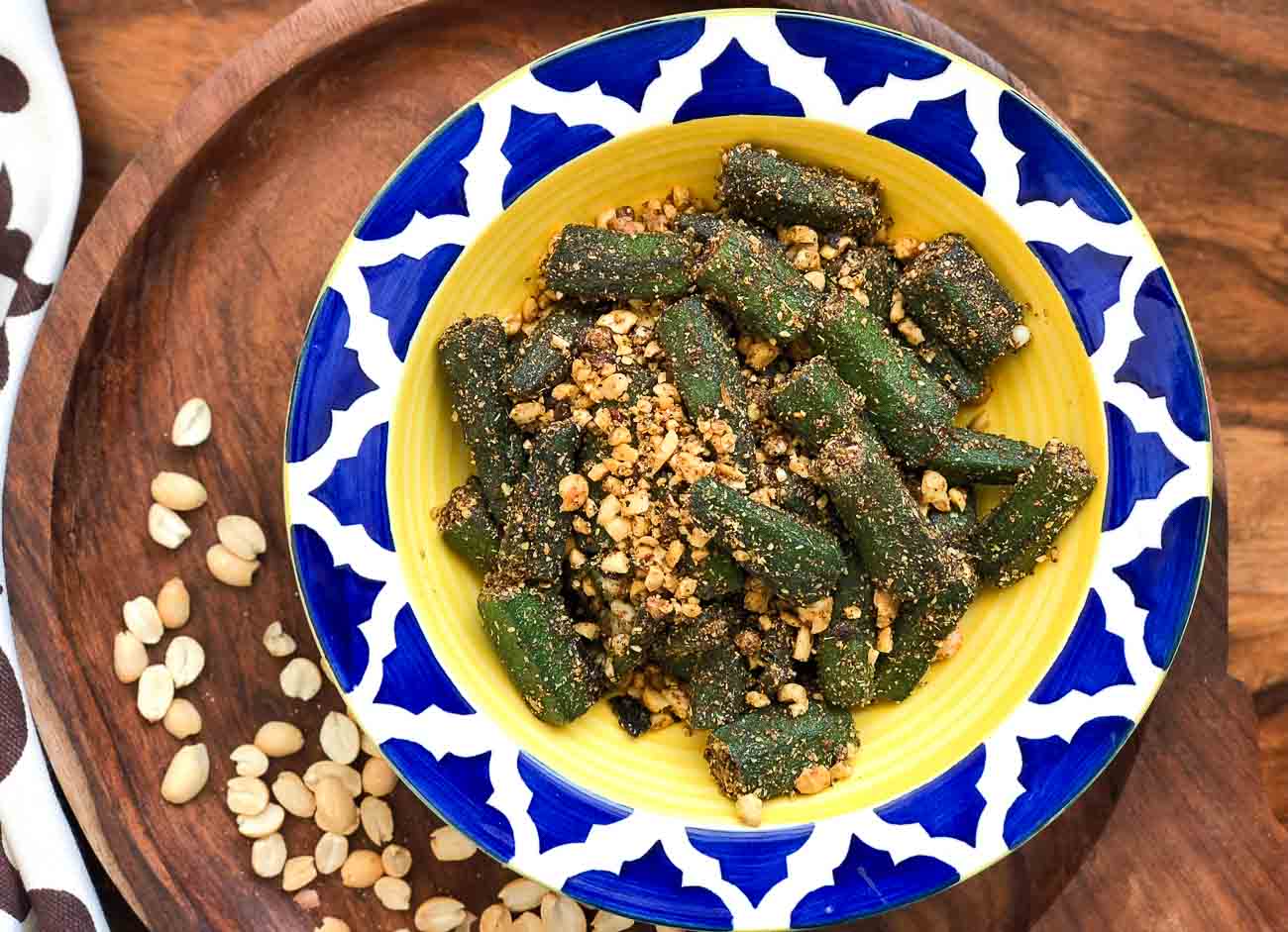 Malvani Kurkuri Bhindi Recipe - Moongphali Bhindi Sabzi