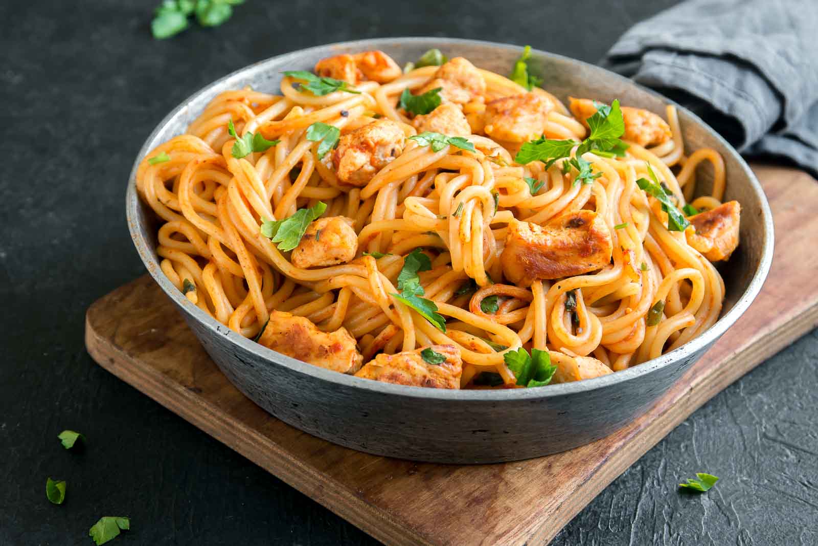 Chicken Spaghetti in Tomato Basil Sauce Recipe by Archana's Kitchen