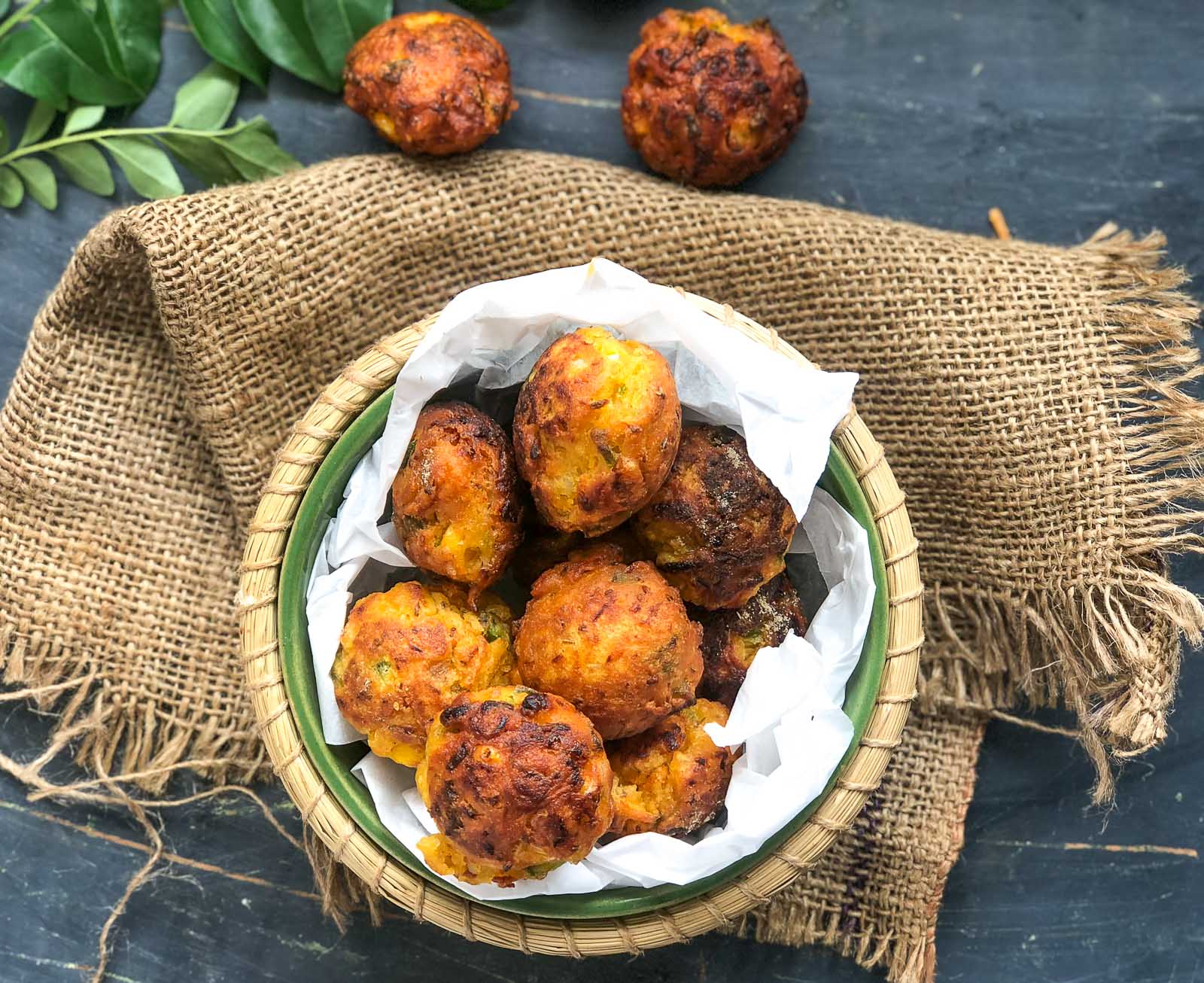 Mixed Vegetable Corn Pakora Recipe - Made In Kuzhi Paniyaram Pan