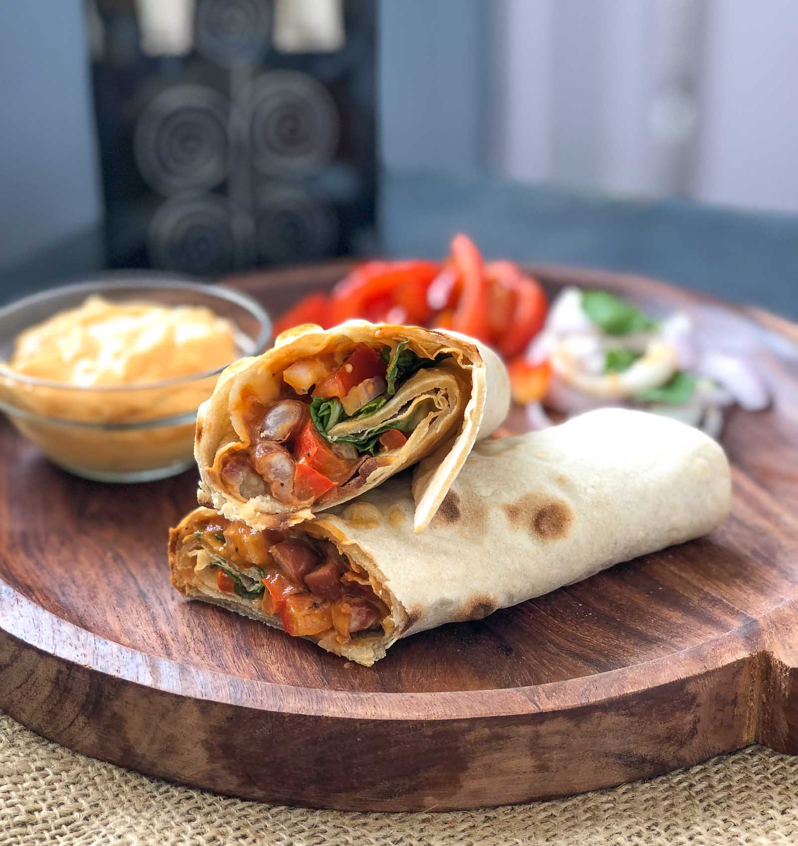 Rajma Wrap Recipe With Carrot Cucumber Sandwich Spread