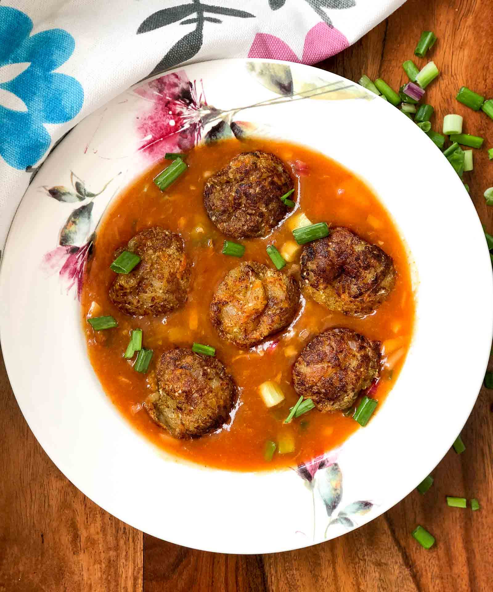 Vegetable Manchurian Balls in Spicy Orange Sauce