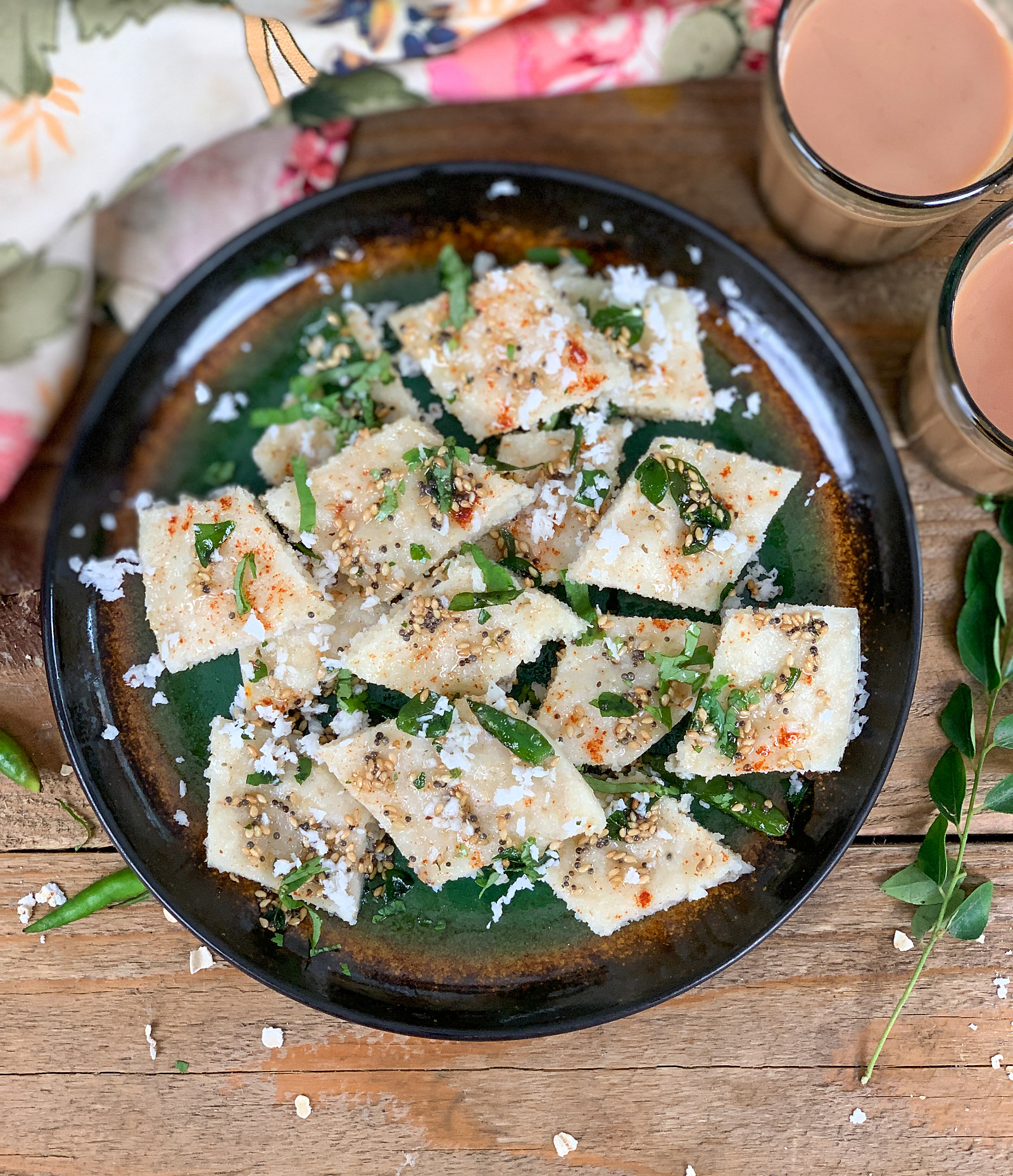 Instant Sooji Oats Dhokla Recipe - Steamed Semolina & Oats Dhokla 