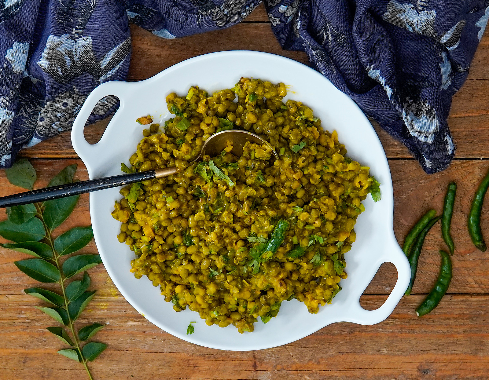 Gujarati Vaghareli Mag Recipe - Whole Green Moong Dal Sabzi Recipe