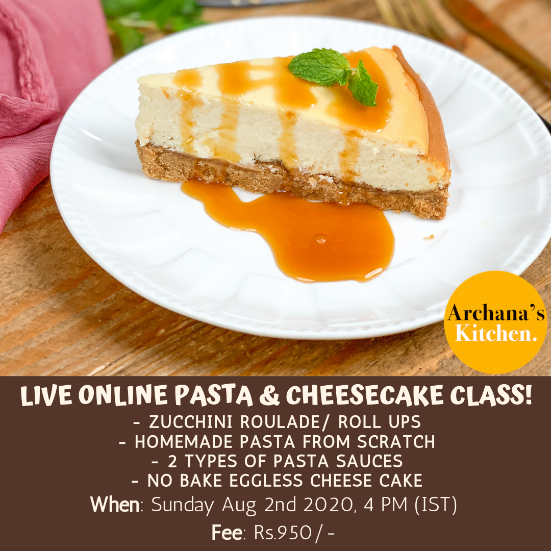 Live Online Cooking Class Aug 2nd 2020 Pasta Cheesecake