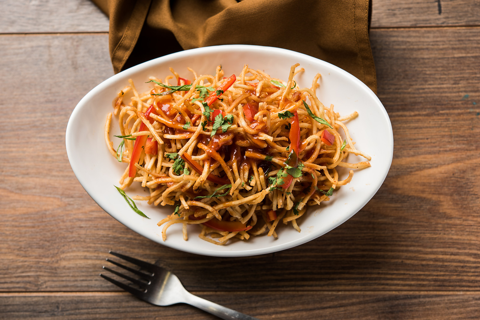 Chinese Bhel Recipe - Crispy Noodle Salad Made With Millet Noodles