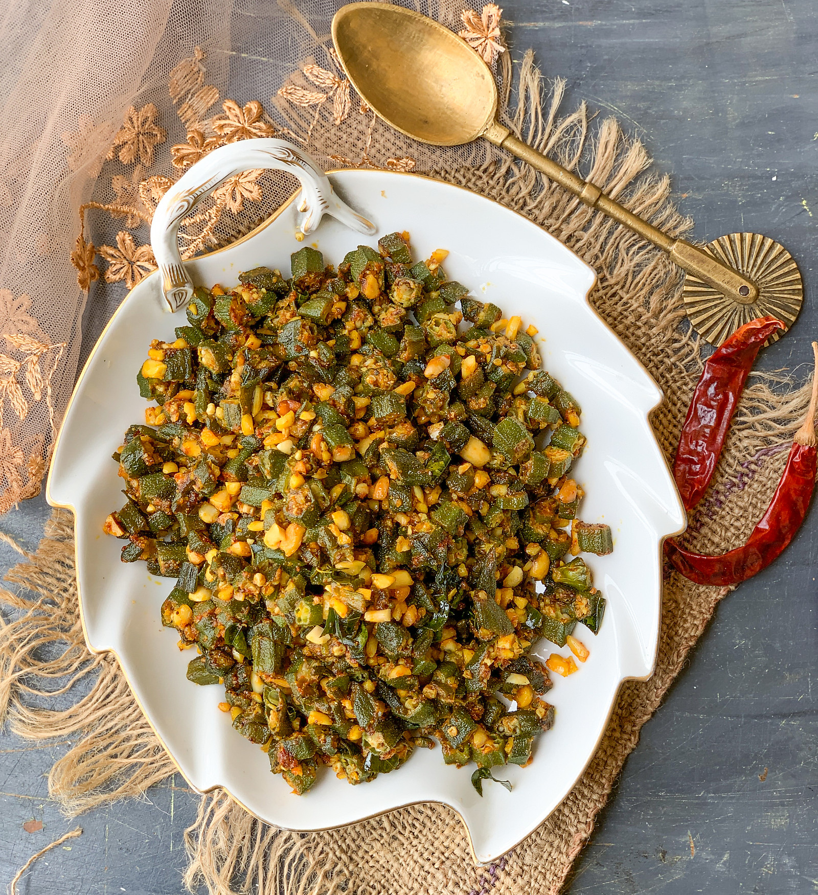 Moongphali Bhindi Sabzi Recipe - Lady's Finger Peanut Stir Fry
