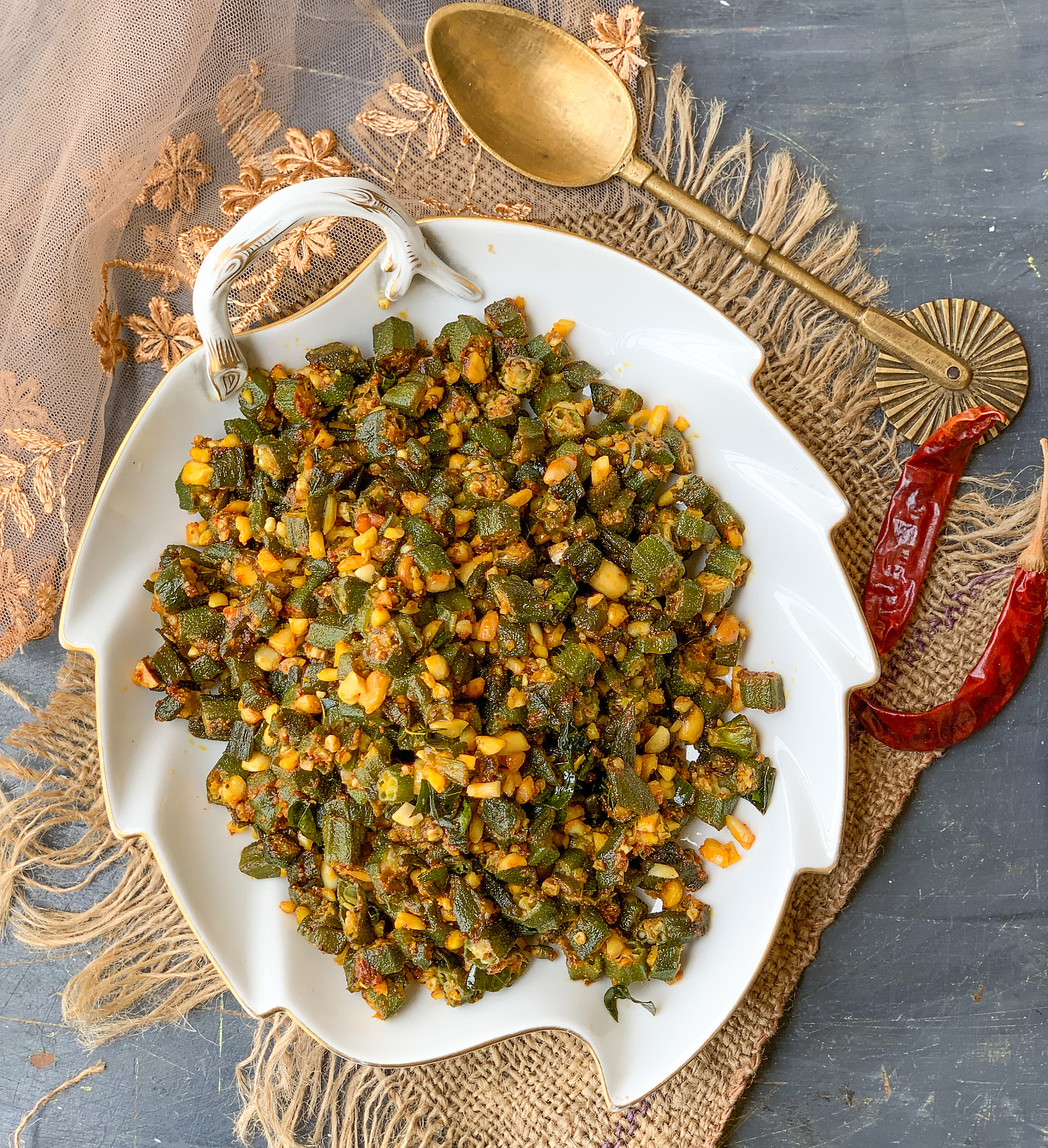 Moongphali Bhindi Sabzi Recipe - Lady's Finger Peanut Stir Fry Moongphali Bhindi Sabzi Recipe - Lady's Finger Peanut Stir Fry