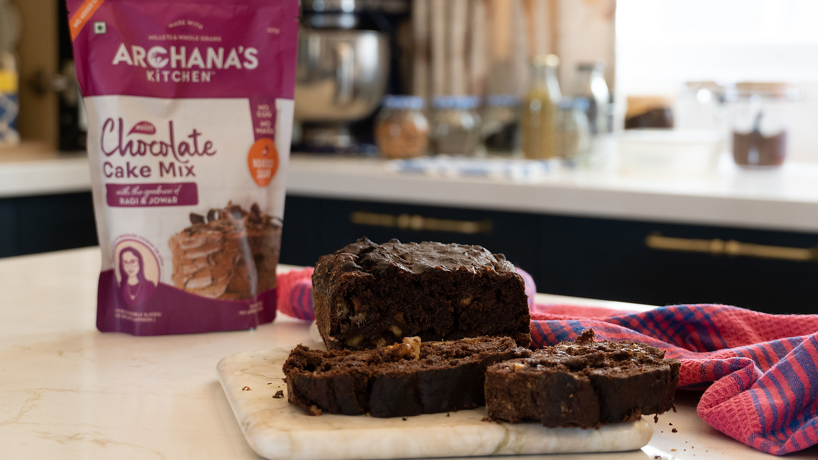 Sugar Free Eggless Chocolate Banana Cake Recipe Using Archana's Kitchen Sugar Free Chocolate Cake Mix